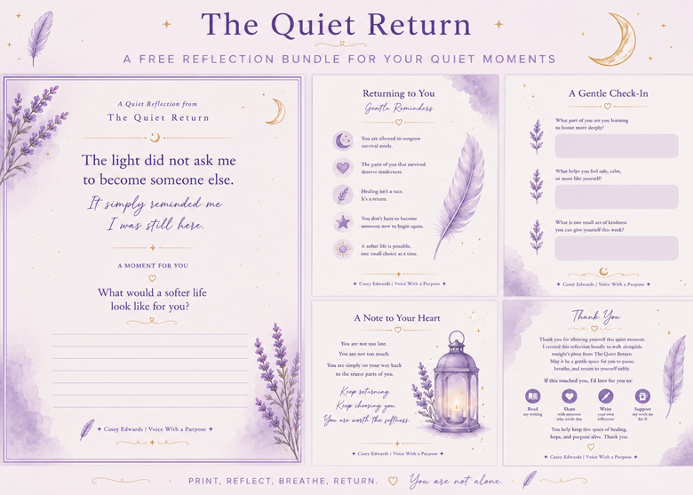 Preview of The Quiet Return free reflection and journaling companion bundle by Casey Edwards